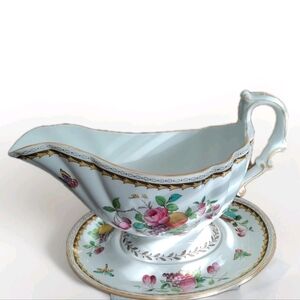 Vtg. SPODE Copeland China England "Rockingham" Gravy Boat W/Saucer Exquisite